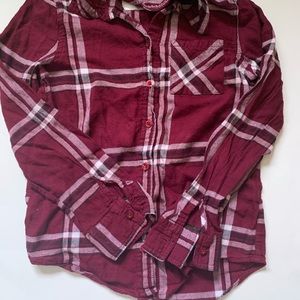 Girls justice plaid long sleeve shirt size 12.